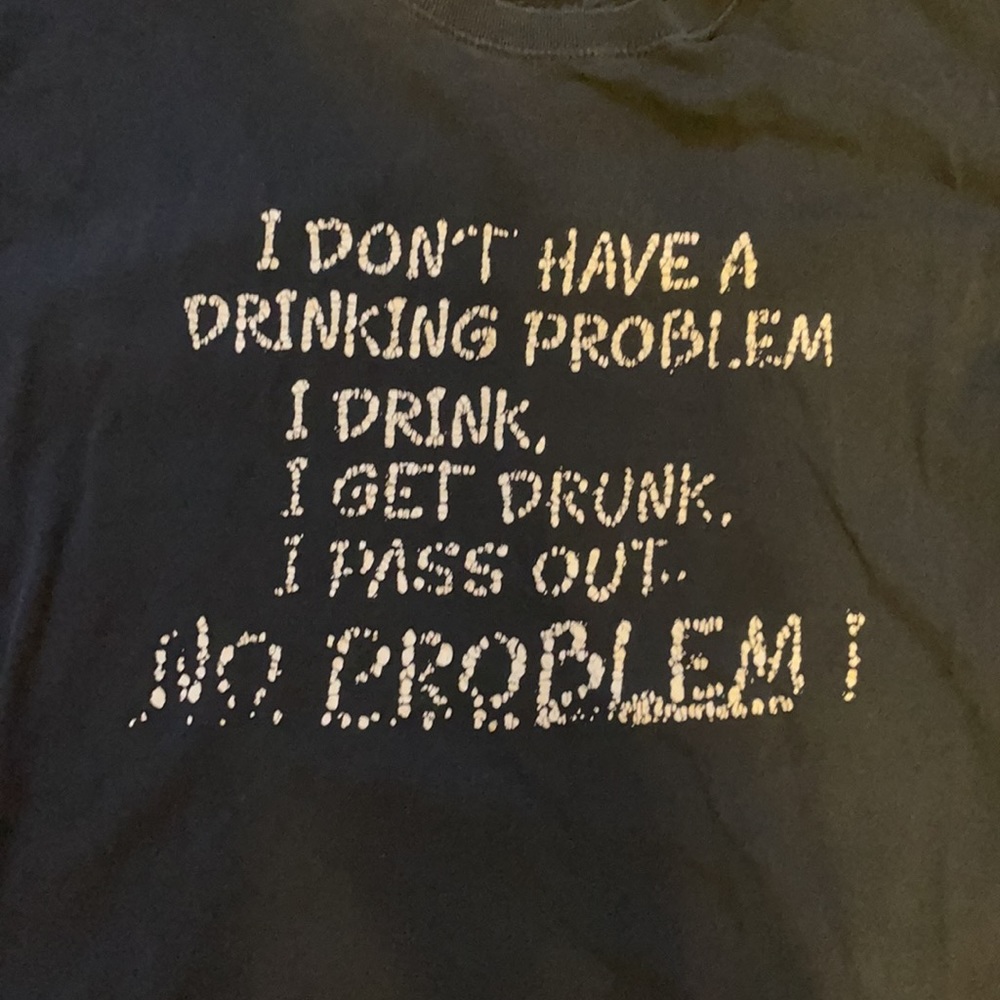 Fruit of the Loom Navy T-Shirt With Funny White Lettering - Picture 3 of 5